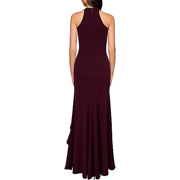 Kvinners Høy Hals Split Bodycon Mermaid Kvelds Cocktail Lang Kjole