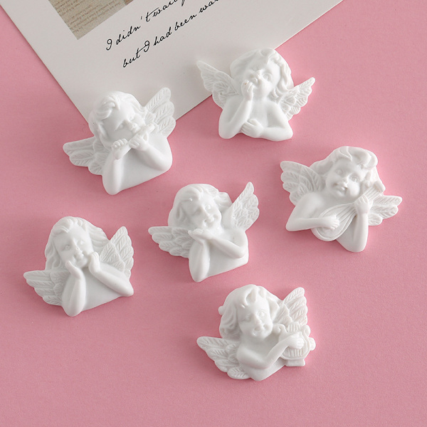 12 stk. Miniature Englefugure Barok Stil Flade Ryg Resin Englefugure Pynt DIY Scrapbooking Håndværk Fremstilling Telefon Case Charms