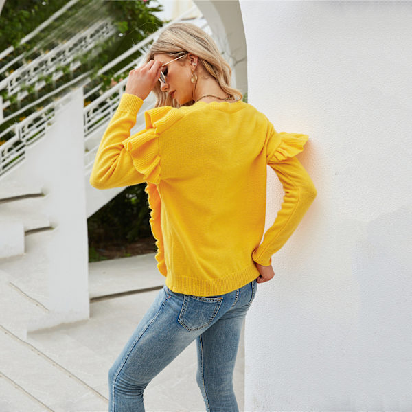 Flickor Tröjor Barn Långärmad Mysig Söt Volanger Draperad Stickad Pullover