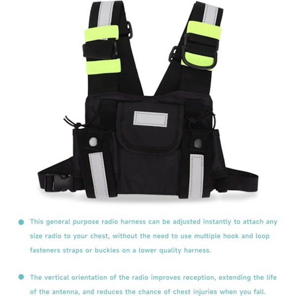 Walkie Talkie Sele Sele Radio Vesker, Justerbar Nylon Brystpakke, Universal Radio Vest, Grønn Reflekterende Brystpose, for Motorola, for TYT