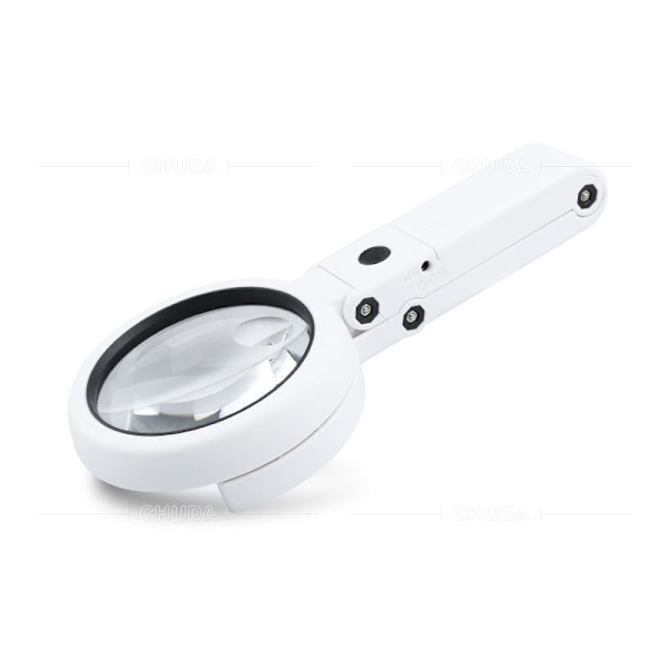 5 X Handhållen förstoringsglas - Fällbart skrivbordsstativ - Förstoringsglas med ljus och stativ - Laddas med batteri eller USB-kontakt - 8 LED-lampor