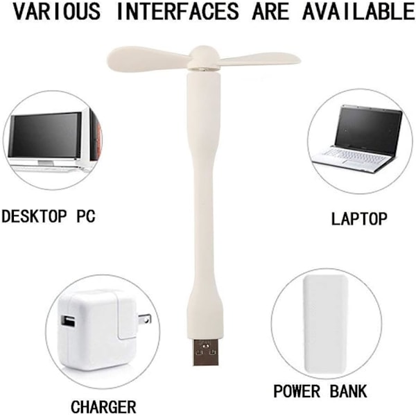 6 stk. Mini USB-ventilator Bærbar Fleksibel Køler Ventilator til Computer PC Bærbar Powerbank