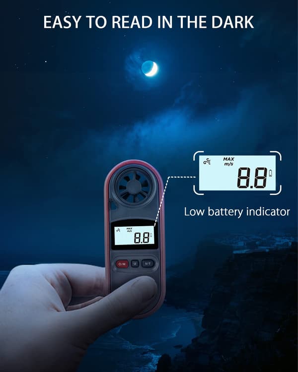 Bærbar Vindhastighetsmåler Anemometer, Digital Lufttemperatur Anemometer Vindhastighetsmåler Termometer Velometer HVAC