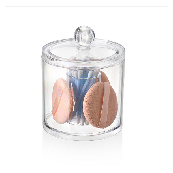 Box för bomull och bomullspinnar med lock, transparent, dimension