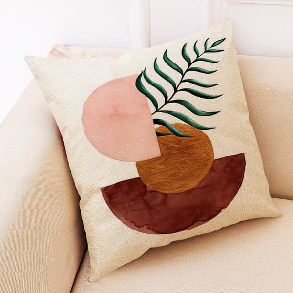 Set med 4 abstrakta linnekuddfodral 45x45cm För soffa, vardagsrum