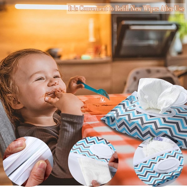4-pak baby vådservietter dispenser, bærbar genopfyldelig vådservietter holder, baby vådservietter beholder, vådservietter dispenser, genanvendelig vådservietter rejsetaske (geometrisk)
