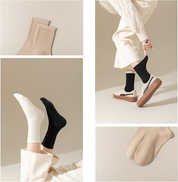 Par Damsockor i Bomull, Casual Sockor, Bekväma Sockor för Storlek 5-9