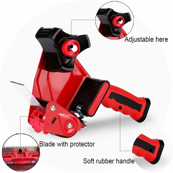 7,8 cm bred pakketape dispenser for flytting, esker, esker og bokser - rød