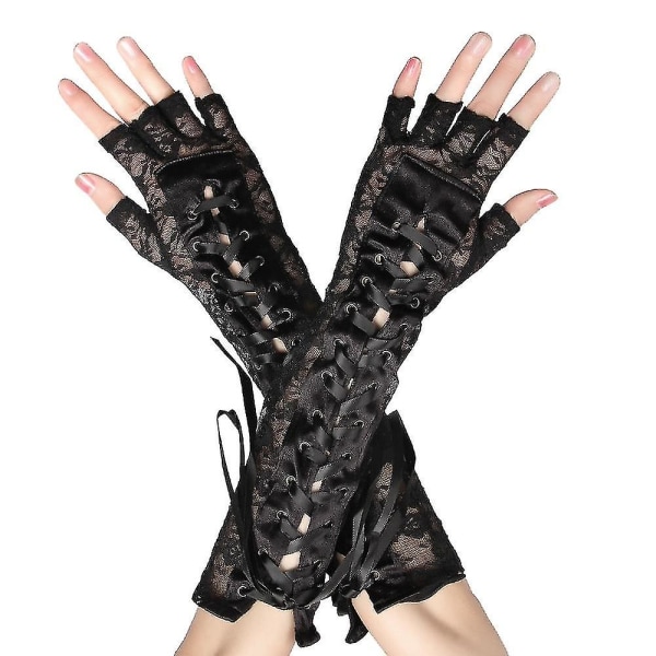 Women Gothic Fingerless Hip Pop Jazz Disco Long Glove