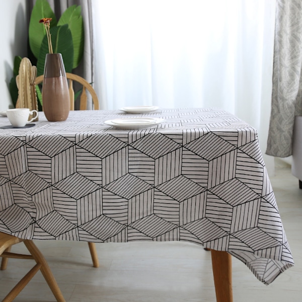 Rektangulær dug i geometrisk stil bomuldsdug dug til køkkenbord