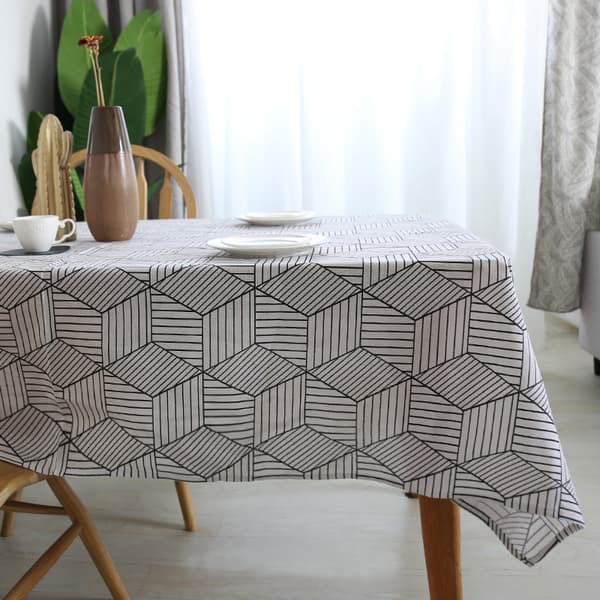 Rektangulär duk i geometrisk stil bomull linneduk kök bordsdekoration