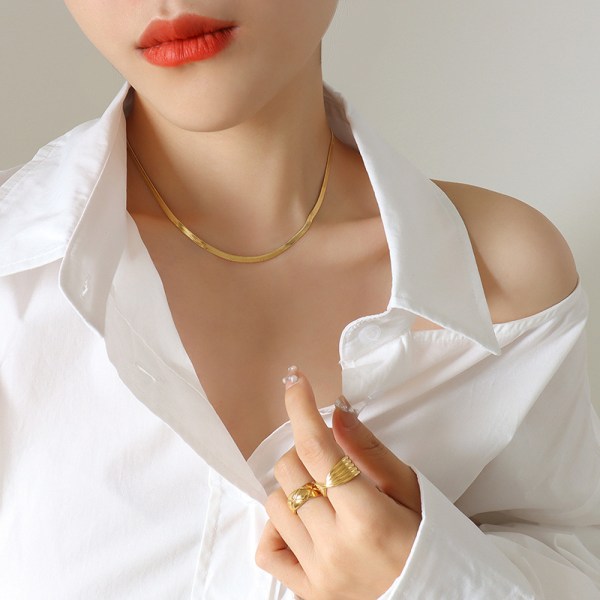 Dainty Gold Chain Armband halsband set för kvinnor 18K guldplatta