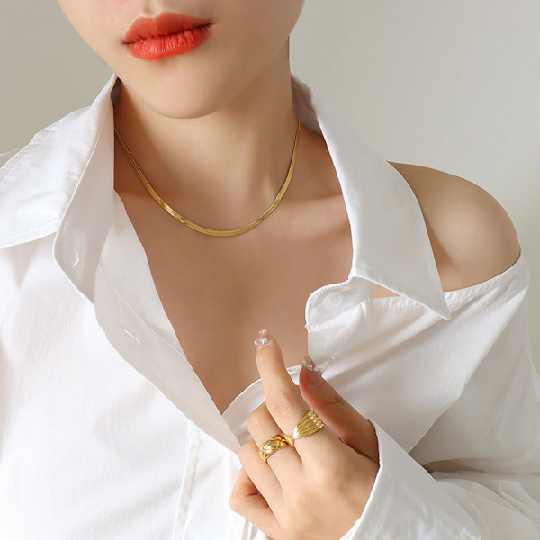 Söt guldkedja armband snecklace set för kvinnor 18K guldpläterad