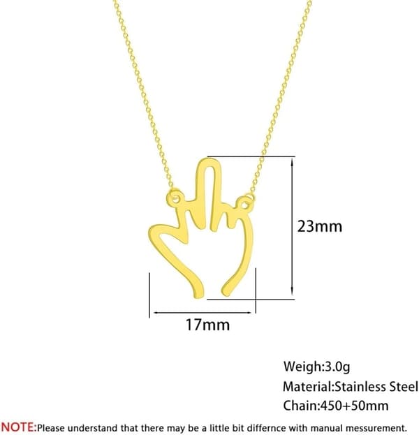 2PCS Middle Finger Halskjede Sett. Punk Rustfritt Gest og Smiley Ansikt Tegn Fin