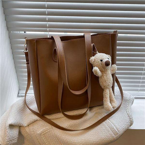 Tote Shopping Bag Central Zip Carry Handle BRUN