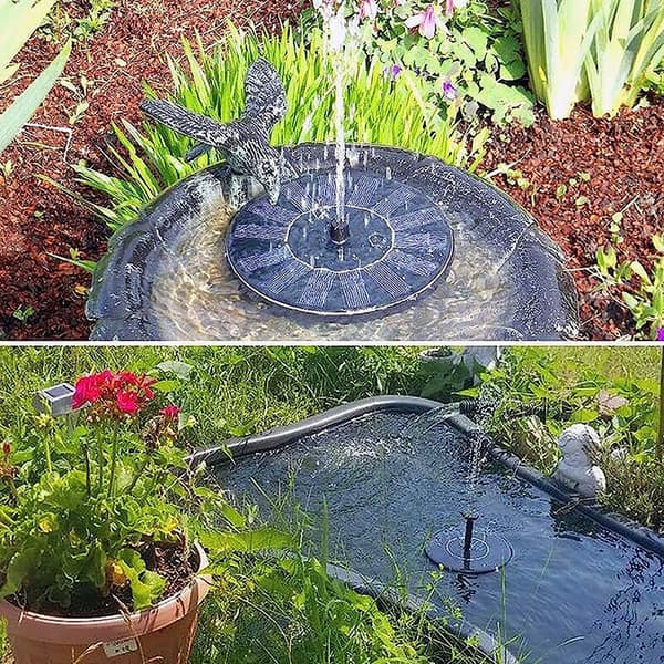 Solcellsfontänpump, oberoende flytande solcellsdammpump, maxflöde 200L/H, diameter 130mm