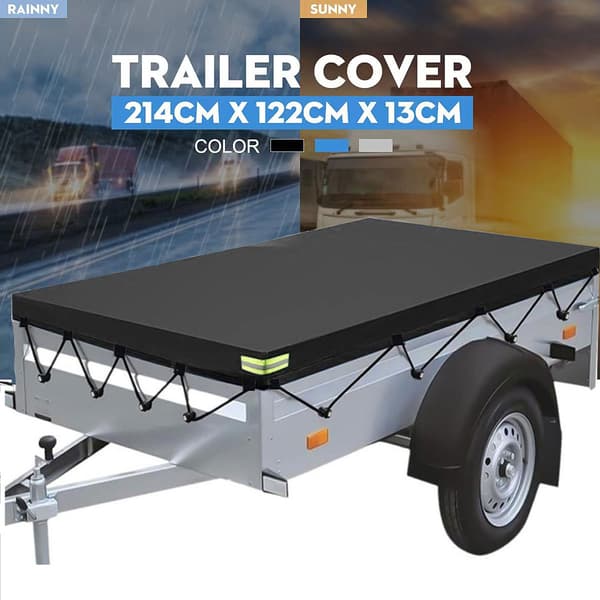 Polyester/PVC presenning til fladvognstrailer 214 x 122 x 13 cm Sort