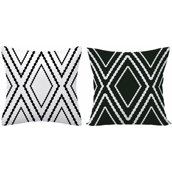 Svart og hvitt sofaputetrekk Sort geometrisk dekorativt putetrekk Squa
