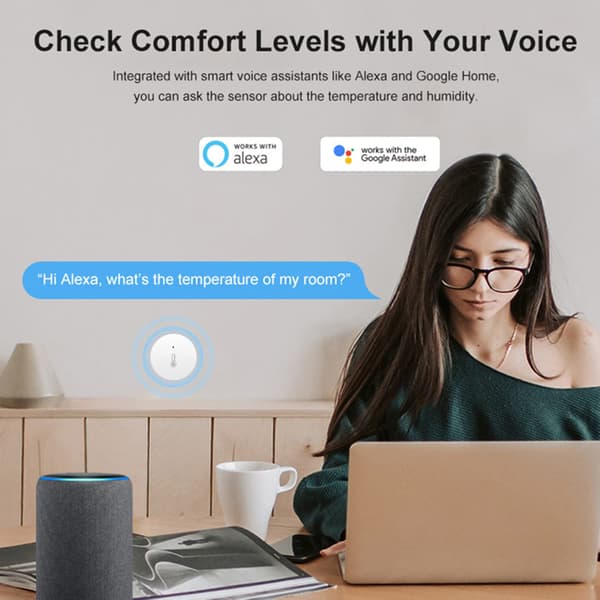 Termometer Hygrometer Trådlös Smart Temperatur- och Luftfuktighetsmätare med App-varningar, Datalagring och Export, Temperatur- och Luftfuktighetssensor Comp