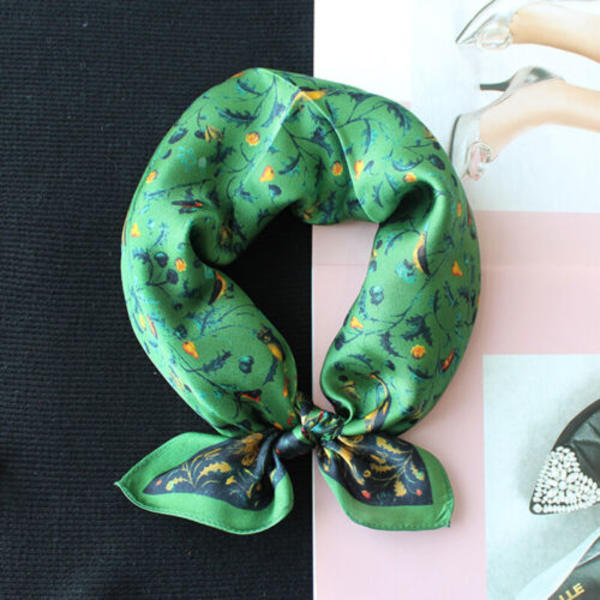 100% Silkescarf Dam Fashion Fågel Blommor Näsduk Liten Fyrkantig B