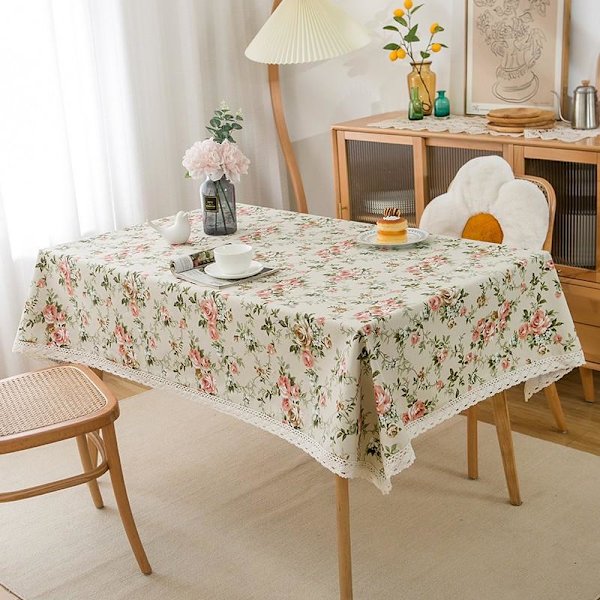 1 st blommig rektangulär bordsduk vacker dammtät bomull