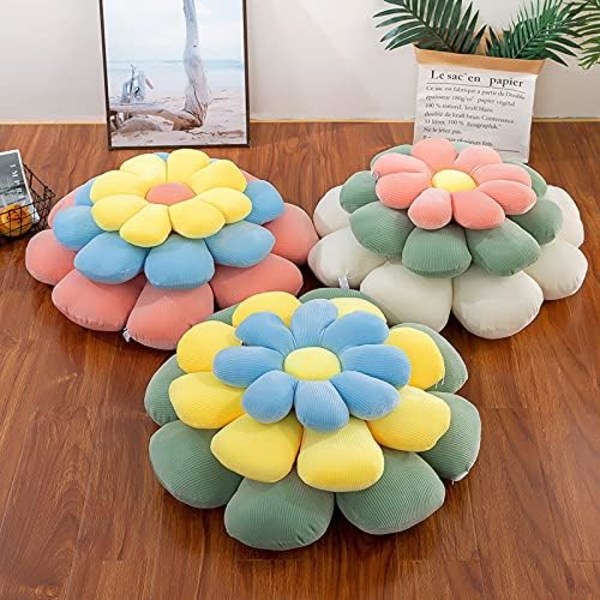 1 stk grønn 60 cm blomsterformet pute gulvteppe stue soverom studie kontor bilpute