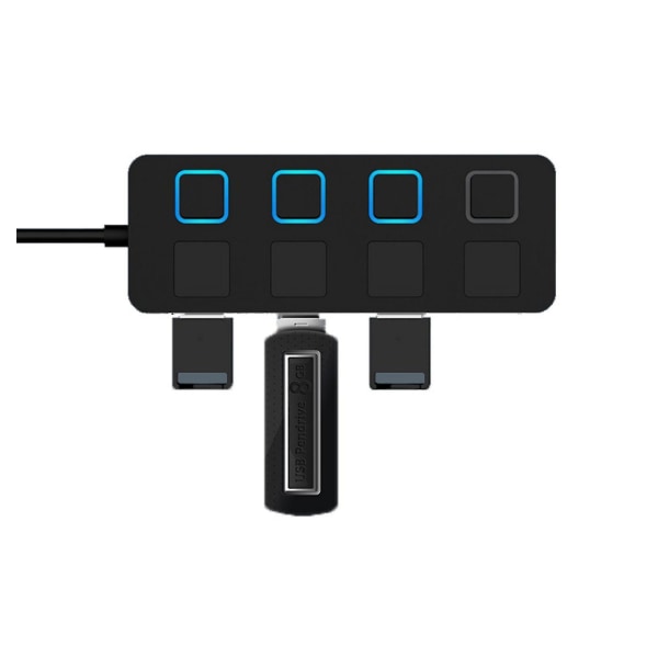Multi 4-portars USB-hubb 3.0/2.0 med strömförsörjning, snabb förlängningsadapter, splitter