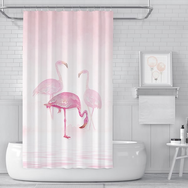 1 stk. bruseforhæng med flamingo-mønster, skimmelresistent, vandtæt