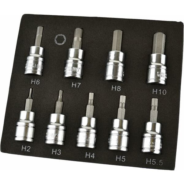 Hex Allen Key/Socket Bits 3/8\" 9stk 3/8 Hexagon Press Batch Sleev