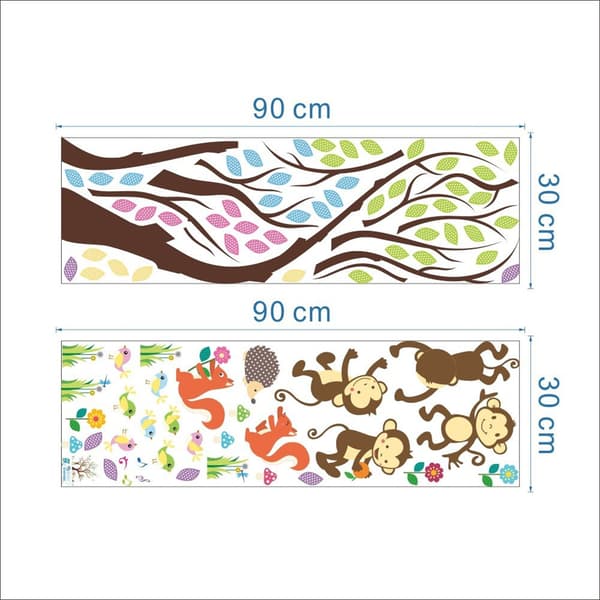 Monkey Animals Tree Mural Wall Decal Sticker Nursery Decor Kids G