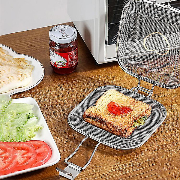 Sandwich Toaster i rostfritt stål, grillnät för bröd, för bakning i hemmet