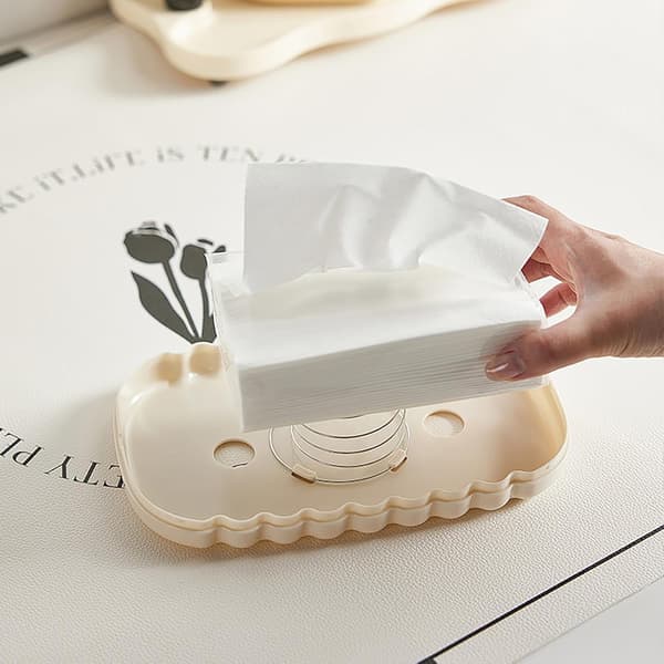 Cremet Tissue Box - Cremet Taskeformet Tissue Box - Høj Kapacitet
