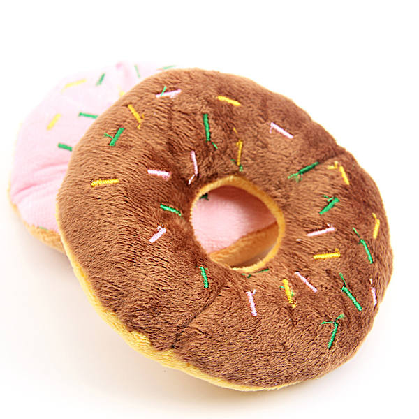 Fyllda djur Donut formade djurleksaker Spela husdjursleksaker Tugga Donut S
