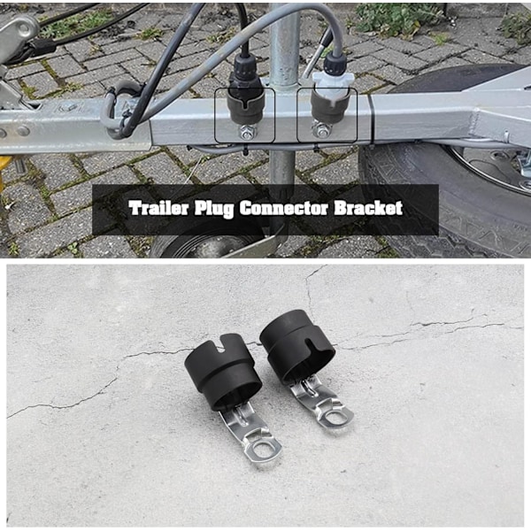 2 stk. 7-polet 13-polet anhængerkontakt-holder drejeled anhænger stik adapter holder forbindelsestilbehør fastgørelsesstik (sort, 95*37mm)