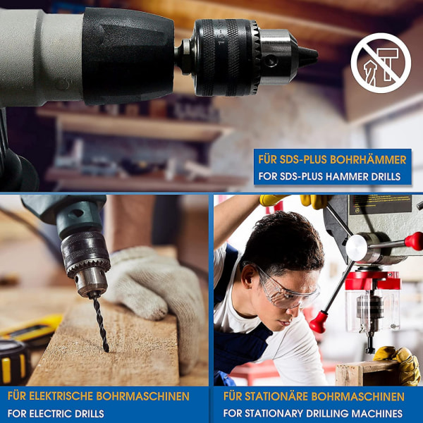 S&r Drill Chuck 1.5-13mm 1/2-20 Unf Med Sds Plus Adapter Og Chuck Nøkkel