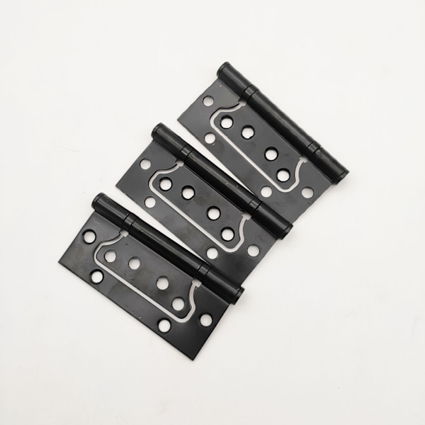 3x Rustfrit stål hængsler, 4 tommer rektangulært blad 100mm dørhængsler, sort