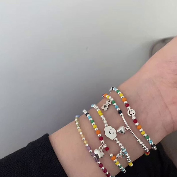 Nya Rainbow Beaded armband för kvinnor koreanska hänge par Brac