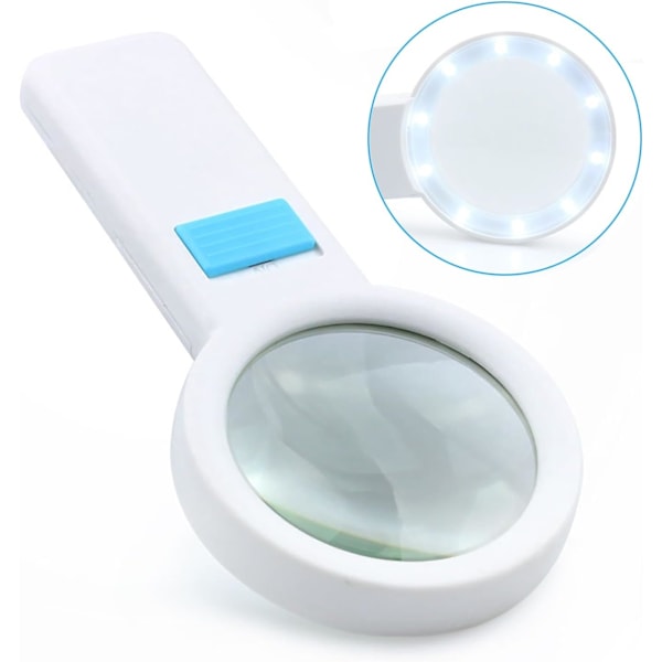 70 mm lukulasin suurennuslasi, 5x suurennuslasi 10 LED-valolla, lasten ja vanhusten suurennuslasi lukemiseen, hyönteisiin, heikkonäköisille, havainnointiin