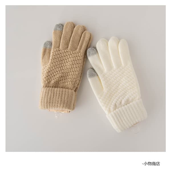 Unisex Kabel Stickad Vinter Varma Anti-Slip Touchscreen Texting Handskar