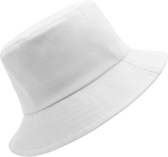 Bucket Hat, Unisex Bomull Sommer Reise Strand Solhatt HVIT