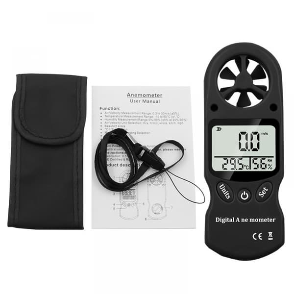 Mini Bærbar Multifunksjonell Digital Anemometer Temperatur og Hygrometer
