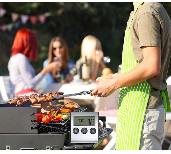 LED Digitalt Termometer med Probe, Digitalt Termometer, Mattermometer med Timerfunksjon, Matlaging- og Grilltermometer for Barbecue, Ovn, 【