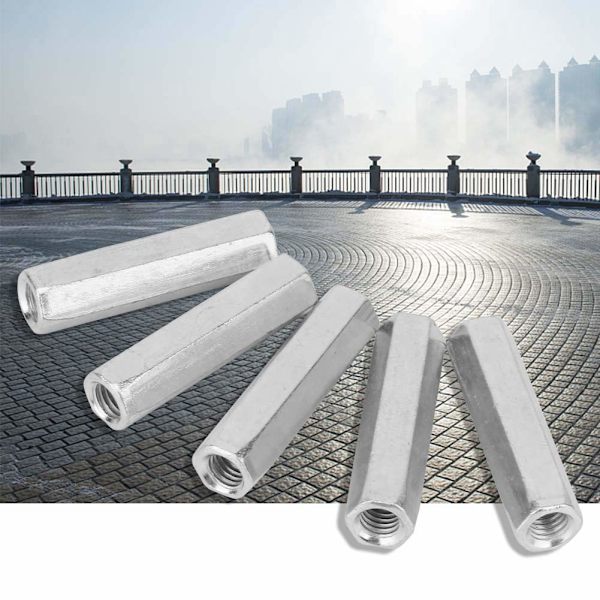 Set med 5 lange sinkeskruer med sekskantmutter for koblingsstang M8 x 50