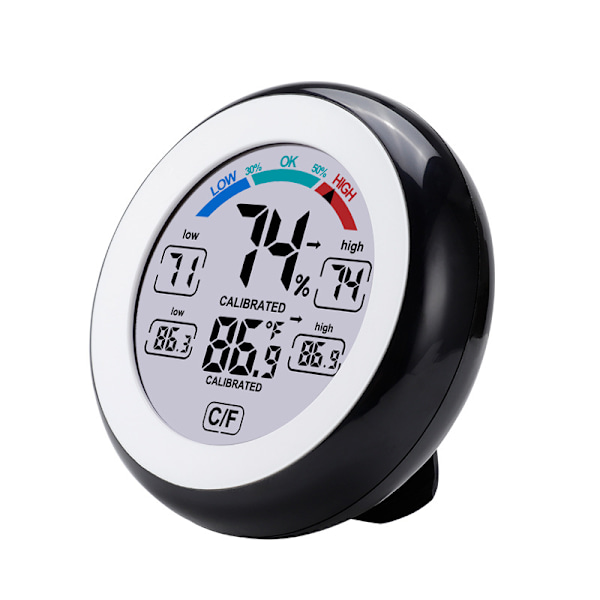 Trådlös Elektronisk Termometer Hygrometer för Inomhus och Utomhus, Rund Touchskärm med LCD-Display, Väderstationsmätare