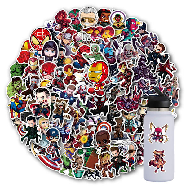 100 st vattentäta tonårshjältestickers för dekaler, bärbar dator, vattenflaska, bilmugg, dator, gitarr, skateboard, bagage, cykelstötfångare, present till barn/tonåringar