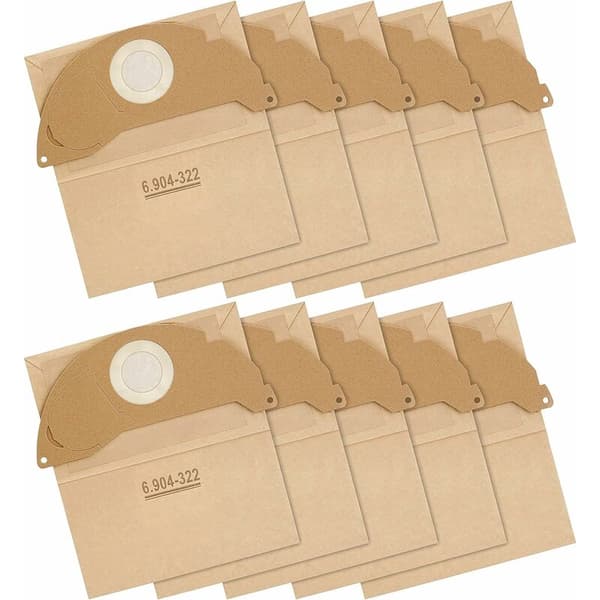 WD2 10-pack pappersfilterpåsar för Kärcher WD2 MV2 A 2004/2054