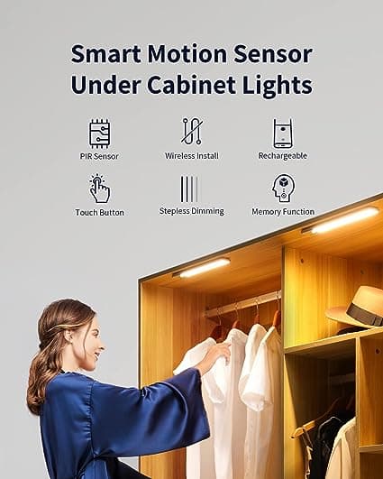 LED-skaplys, 48 LED-batteridrevne lys med bevegelsessensor