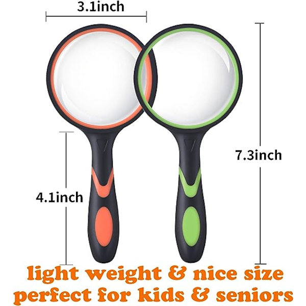 2 kpl 75 mm:n 10x suurennuslasi, lasten suurennuslasi, suurennuslasi