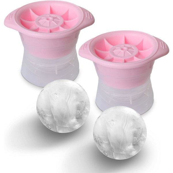Store sfæriske isbitbrett 6 cm sett med 2 (Rosa)