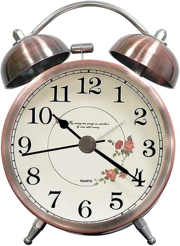 Klassinen kelloherätyskello, Vintage Retro Silent Alarm Clock, Lumin